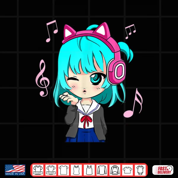 Design Anime and Music Girl for Teen chibi graphic Anime girl Shirt