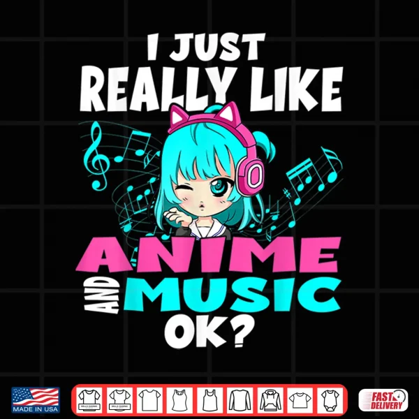 Design Anime and music Kawaii chibi graphic teen anime girl Shirt 2