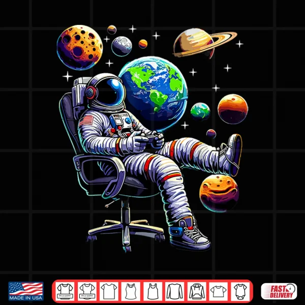 Design Astronaut Gamer Space Gaming System Planets Shirt