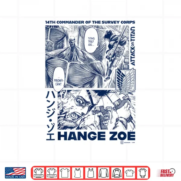 Design Attack on Titan Commander Hange Zoe Big Chest Manga Poster Shirt