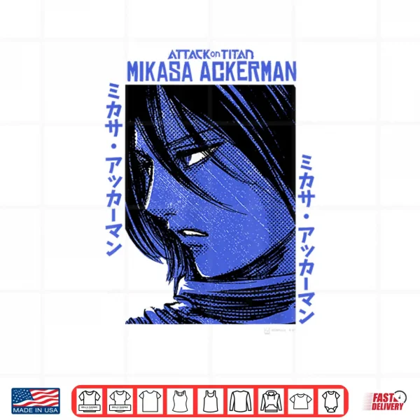 Design Attack on Titan Mikasa Ackerman Japanese Manga Face Portrait Shirt