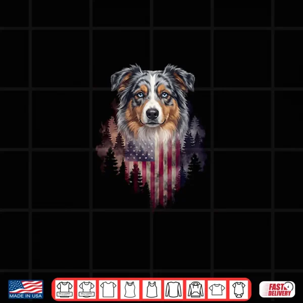Design Australian Shepherd Dog Patriotic American Flag Fourth Of July Shirt
