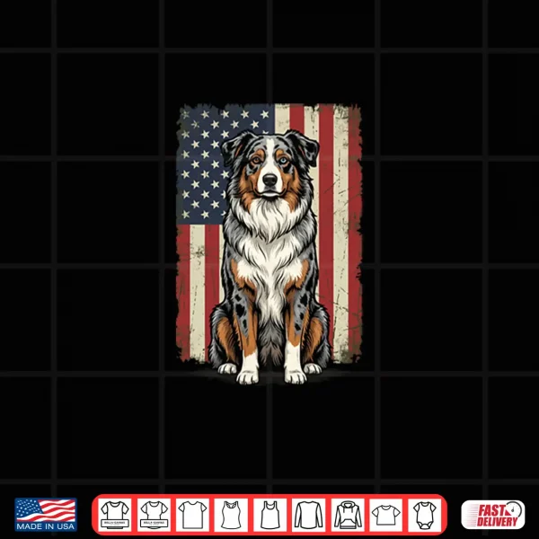 Design Australian Shepherd USA Flag 4th Of July Shirt