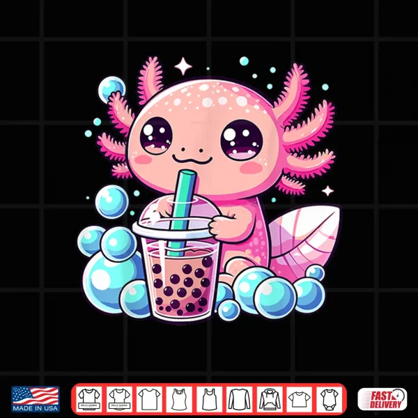 Design Axolotl Bubble Tea Boba Anime Kawaii Axolotl Shirt