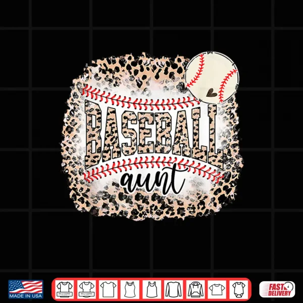 Design Baseball Aunt Leopard Softball Auntie Funny Mothers Day Shirt