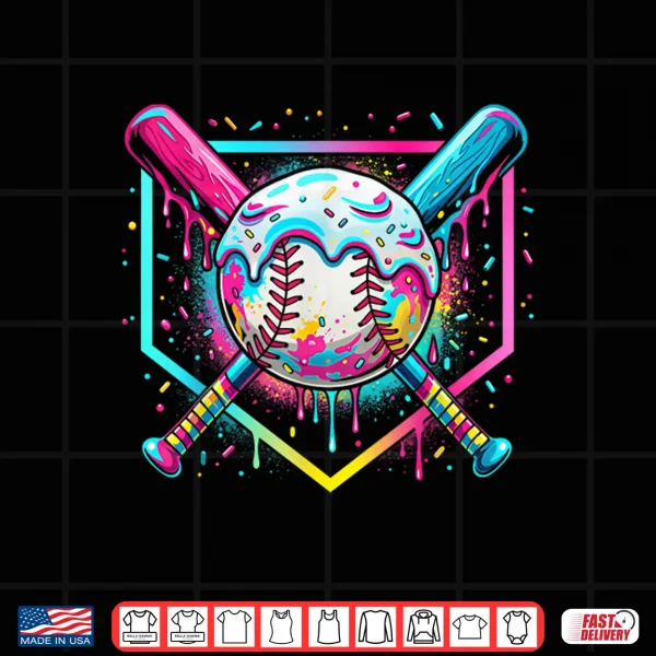 Design Baseball Drip Ice Cream Baseball Boys Kids Youth Shirt