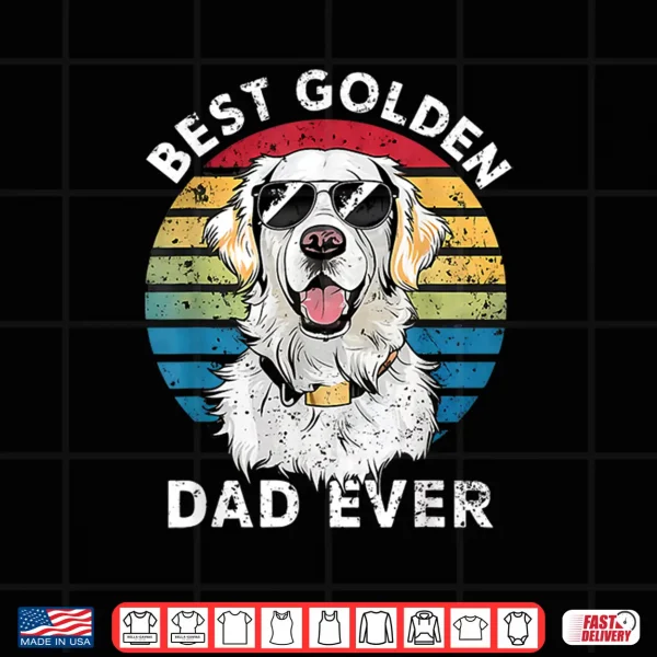 Design Best Golden Dad Ever White English Cream Golden Retriever Shirt