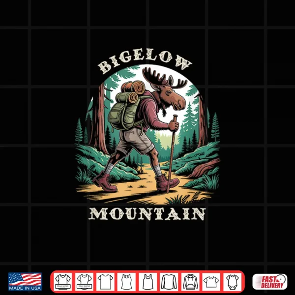 Design Bigelow Mountain Maine Mountains Hiking Backpacking Moose Shirt