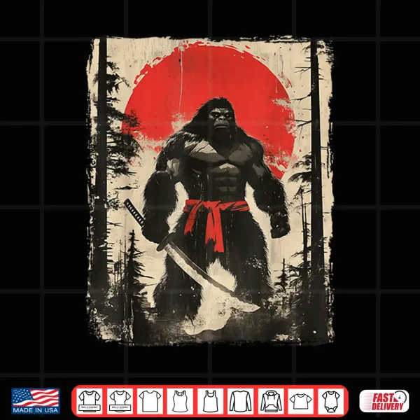 Design Bigfoot Samurai Japanese Sword Sasquatch Shirt