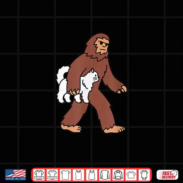 Design Bigfoot Sasquatch Carrying Persian Cat Pet Shirt