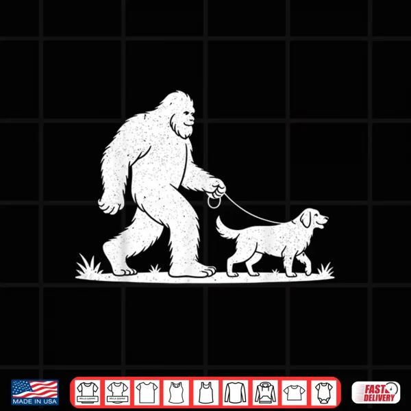 Design Bigfoot and Golden Retriever Canine Lover Dog Owner Shirt