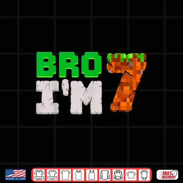 Design Birthday Boy 7th Birthday Im 7 Year Old Gamer Pixel Number Shirt