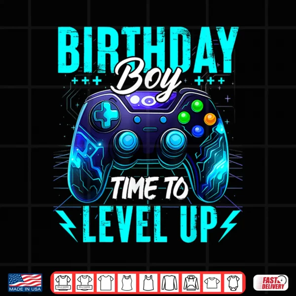 Design Birthday Boy Time to Level Up Video Game Birthday Gamer Boys Shirt