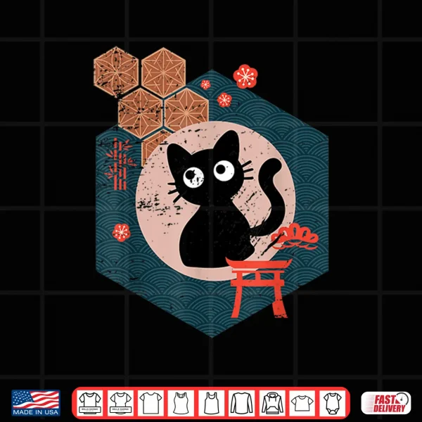 Design Black Cat Lover japanese kitten anime tokyo otaku lifestyle Shirt