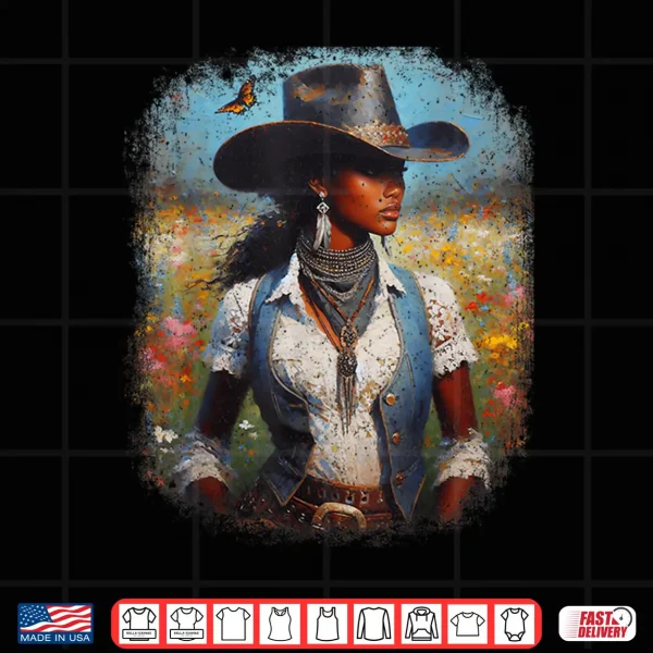 Design Black Cowgirl Painting Art Western Rodeo Melanin Black Woman Shirt