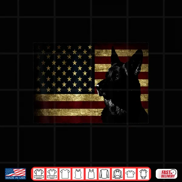 Design Black German Shepherd American Flag Fourth July GSD Dog Shirt