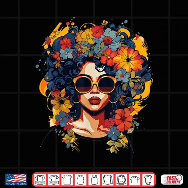 Design Black History T Shrits for Women Afro Flower Hair Juneteenth Shirt