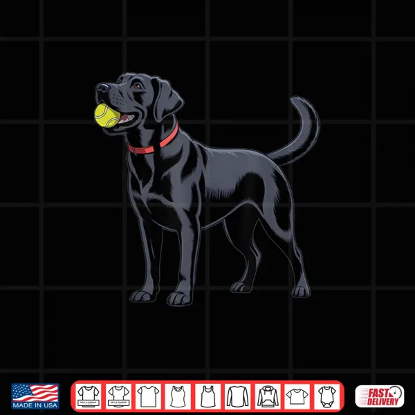 Design Black Labrador Retriever Black Lab Dog Fetch Tennis Ball Shirt