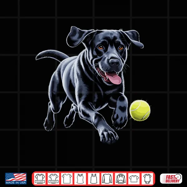 Design Black Labrador Retriever Chasing A Ball Puppy Lab Owner Shirt