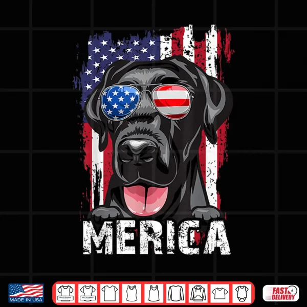 Design Black Labrador Retriever Fourth Of July Merica USA Flag Lab Dog Shirt