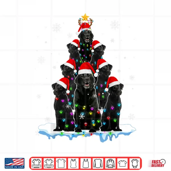Design Black Labrador Santa Christmas Tree Lights Xmas Dog Dogmas Shirt