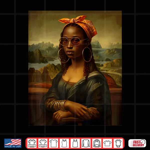 Design Black Mona Lisa Afro Braids African American Bandana Bangles Shirt