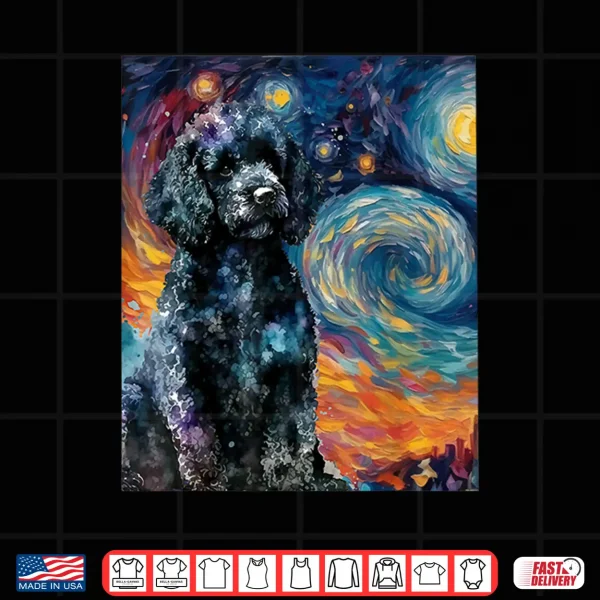 Design Black Poodle Starry Night Dog Lover Puppy Pet Owner Shirt