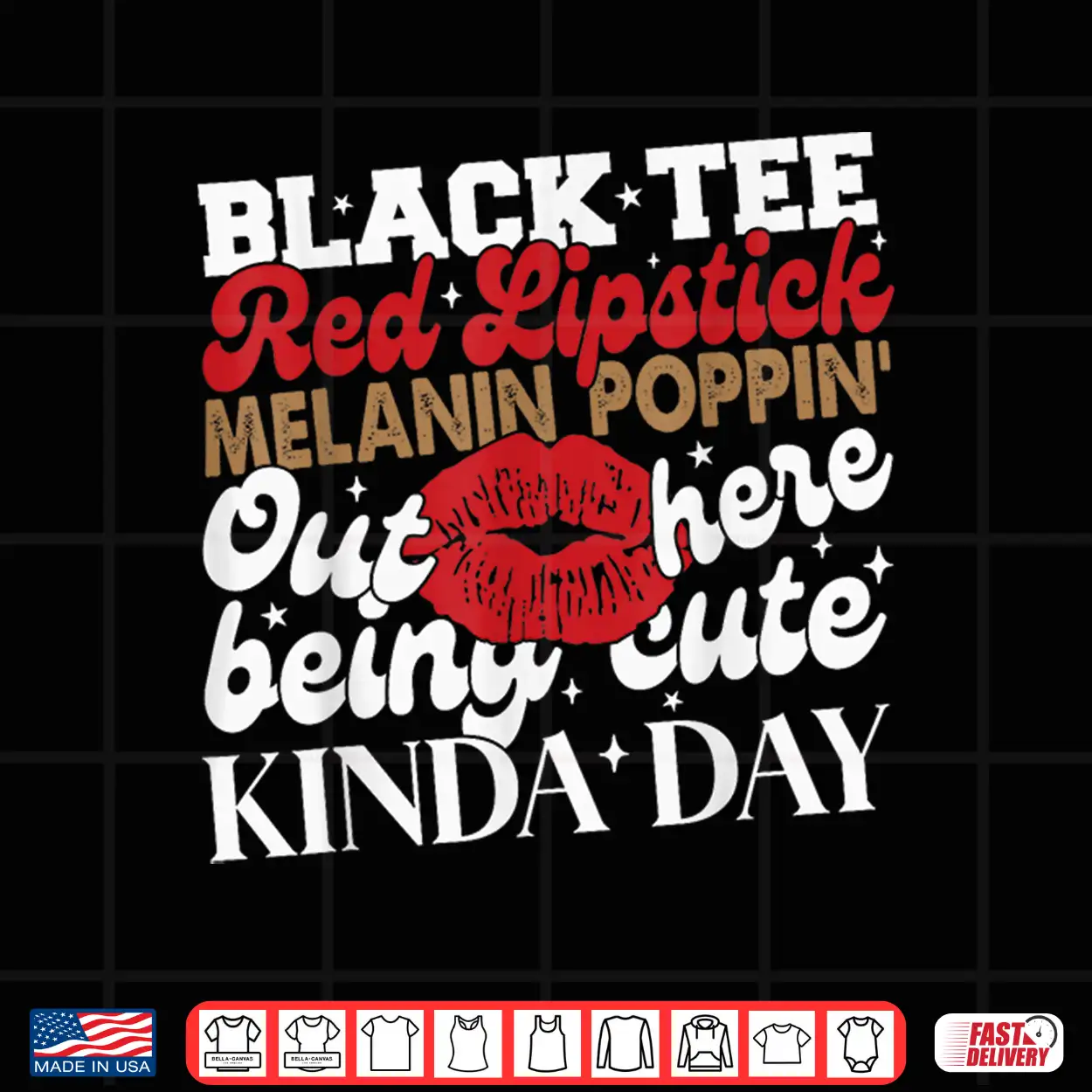 Black Tee Red Lipstick Melanin Juneteenth Black History Shirt Black Tee Red Lipstick Melanin Juneteenth Black History Shirt