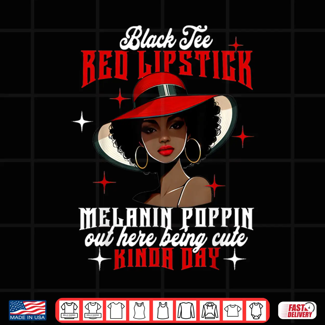 Black Tee Red Lipstick Melanin Poppin Black History Women Shirt Black Tee Red Lipstick Melanin Poppin Black History Women Shirt