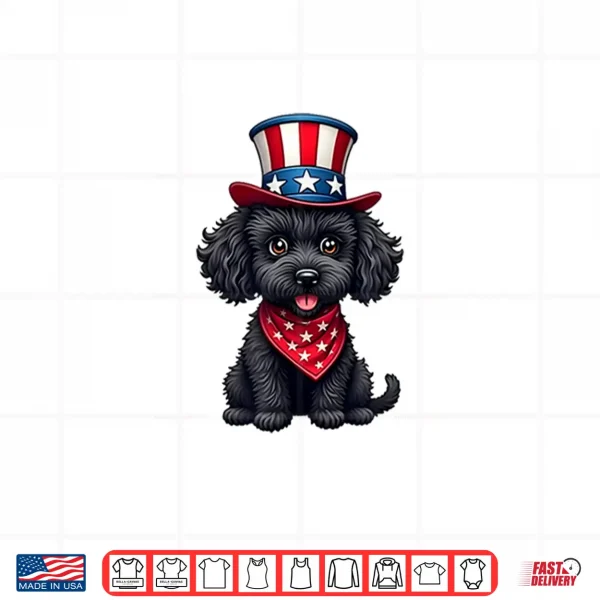 Design Black Toy Poodle 4th of July Patriotic American Shirt