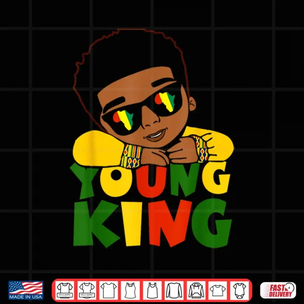 Design Black Young King Black History Month Kids Afro Boys Shirt