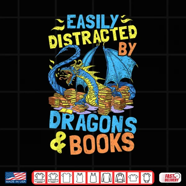 Design Book Dragon Lover Apparel for Bookworms Reading Librarian Shirt