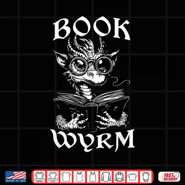 Design Book Wyrm Fantasy Book Lover Dragon Fairytale Bookish Shirt
