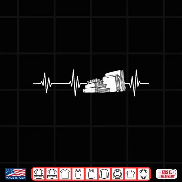 Design Bookworms Heartbeat Book Heart Reading Heartbeat Book Lovers Shirt