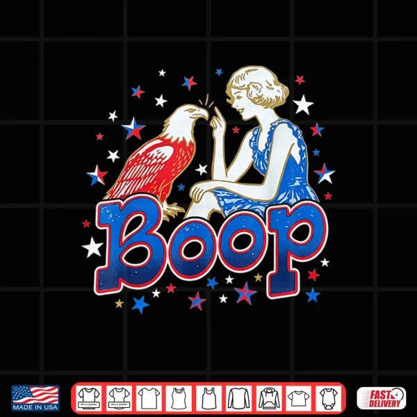 Design Boop Vintage Girl and Eagle Funny Patriotic Retro Art Shirt