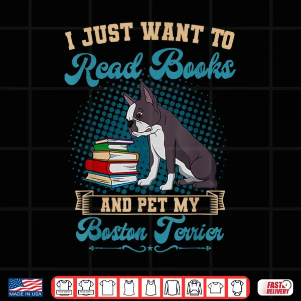 Design Boston Terrier American Gentleman Bibliophile Book Lover Shirt
