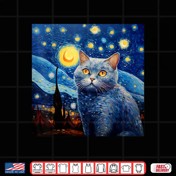 Design British Shorthair Cat Starry Night British Shorthair Cat Shirt