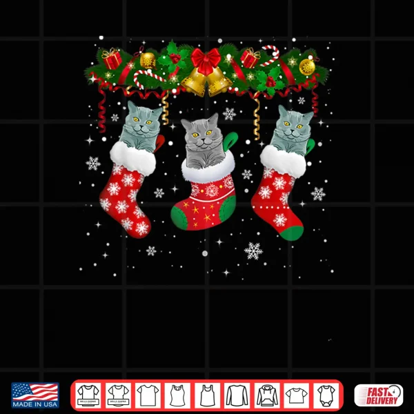 Design British Shorthair Cats In Christmas Sock Cat Lover Gifts Shirt