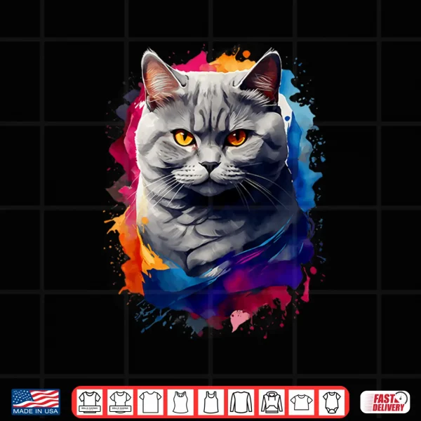 Design British Shorthair Watercolor Cat All Ages Cat Lovers Shirt