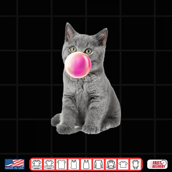 Design British shorthair cat chews gum bubble Bubble Gum Shirt