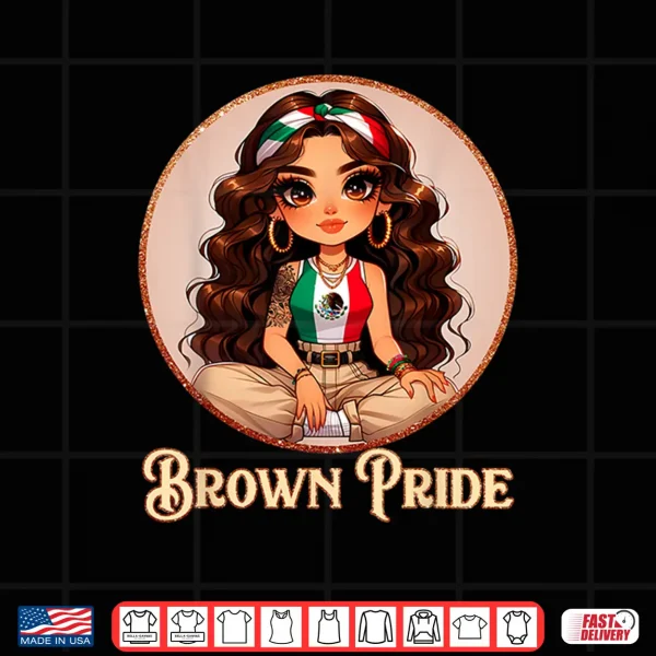 Design Brown Pride Chicana Chola Chibi Girl Hispanic Heritage Month Shirt