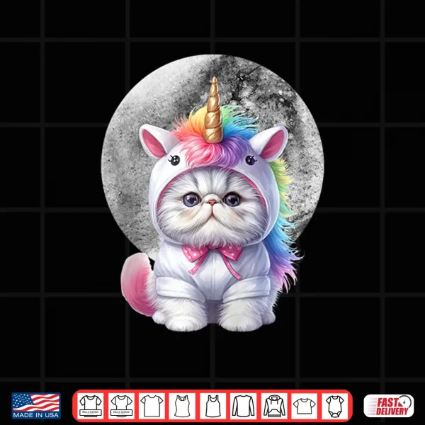 Design Butterfly Unicorn Persian Cat With Full Moon Shirt