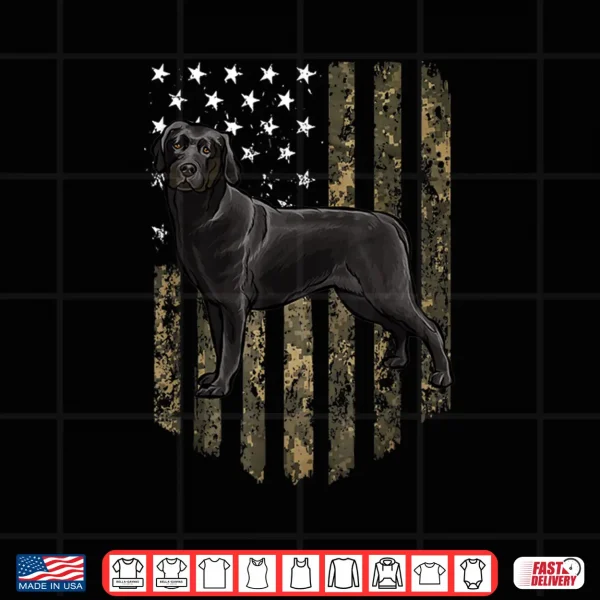 Design Camo American Flag Black Labrador Retriever 4th Of July USA Shirt