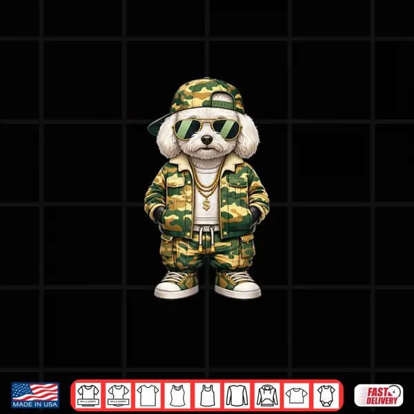 Design Camo Hip Hop Toy Poodle Camouflage Gangsta Streetwear Hustle Shirt