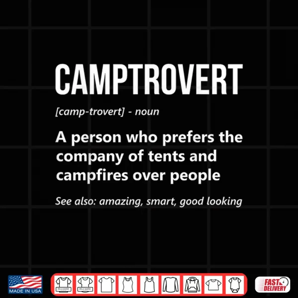Design Camper Funny Camptrovert Definition RV Glamping Tent Camping Shirt