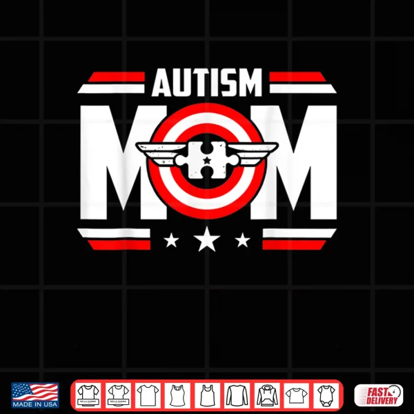 Design Captain Autism Mom Superhero Autistic Mothers Day Shirt