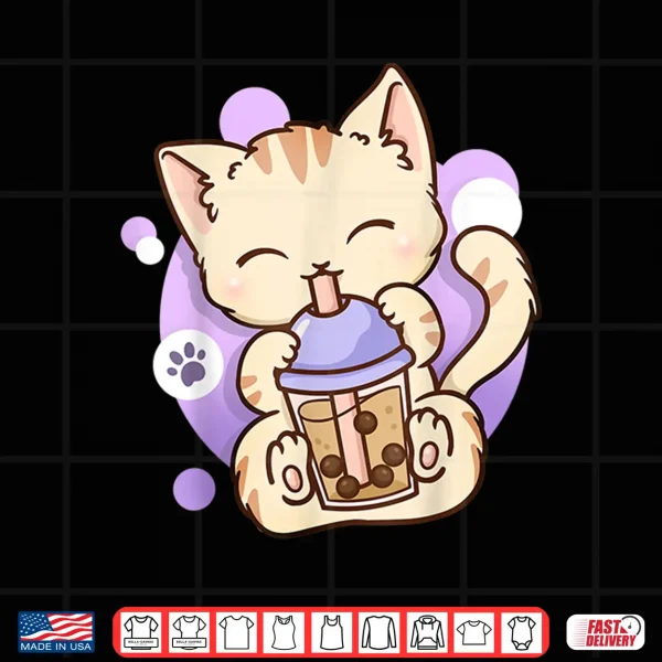 Design Cat Boba Tea Bubble Tea Anime Kawaii Neko Shirt