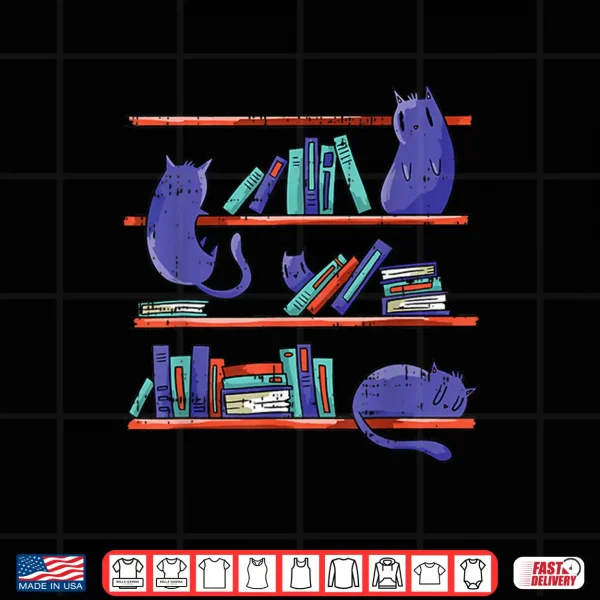 Design Cat Books Reading Lover Bookworm Bibliophile Reader Library Shirt