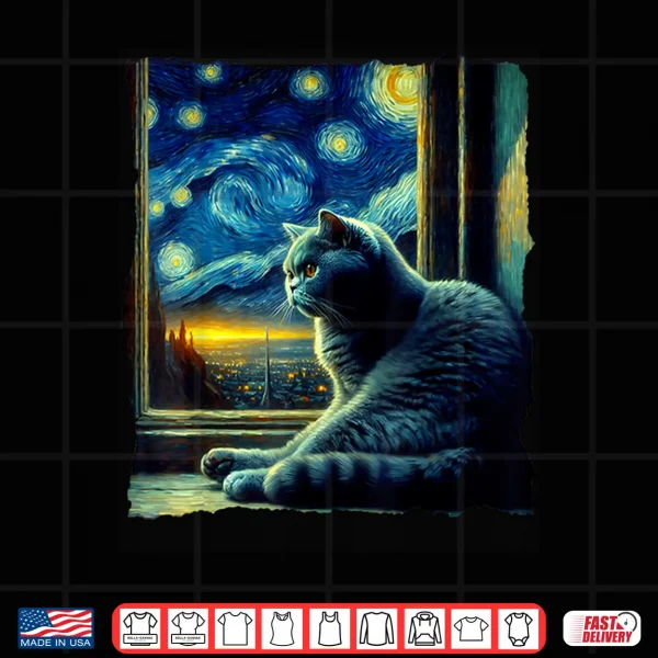 Design Cat British Shorthair Starry Night British Shorthair Shirt
