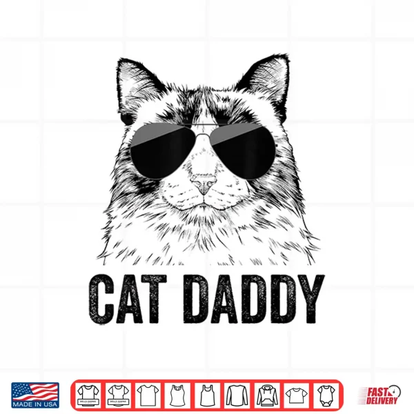 Design Cat Daddy Vintage Ragdoll Cat Dad Fathers Day Shirt